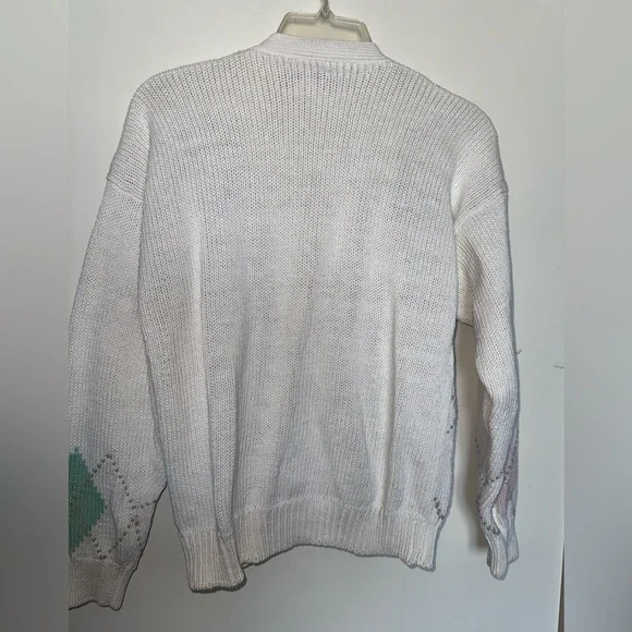 Studio VINTAGE Michelle Stuart Floral White Crocheted Cardigan Medium - Picture 5 of 7